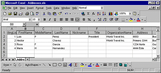 Spreadsheet database